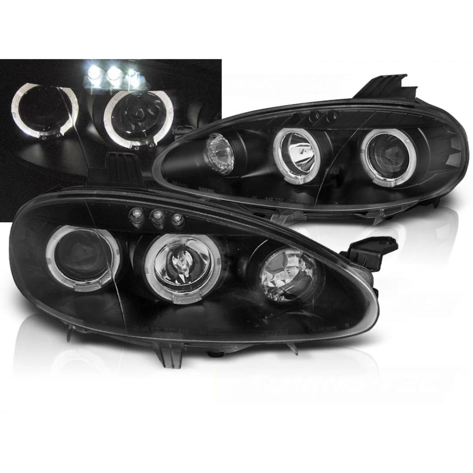 Fanali Angel Eyes Neri Anteriori per Mazda MX5 01-05