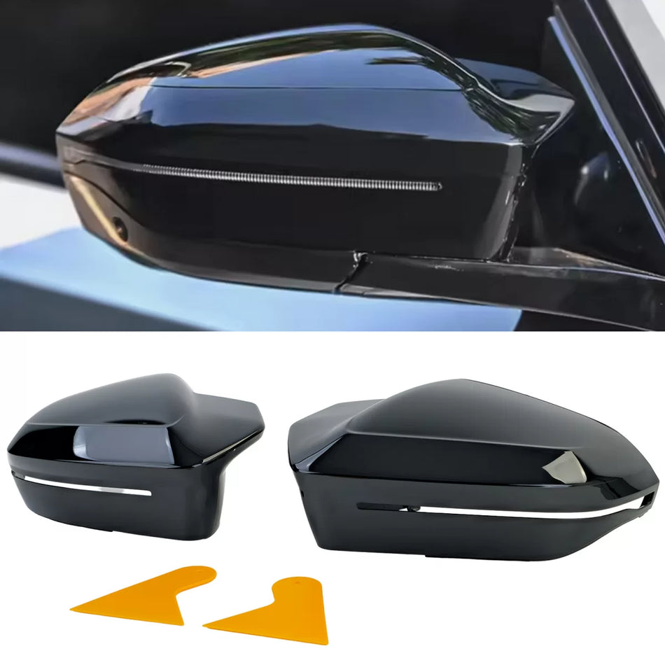 Calotte Specchietti Nere Lucide Posteriori per BMW Serie 5 G60 G61 dal 2023