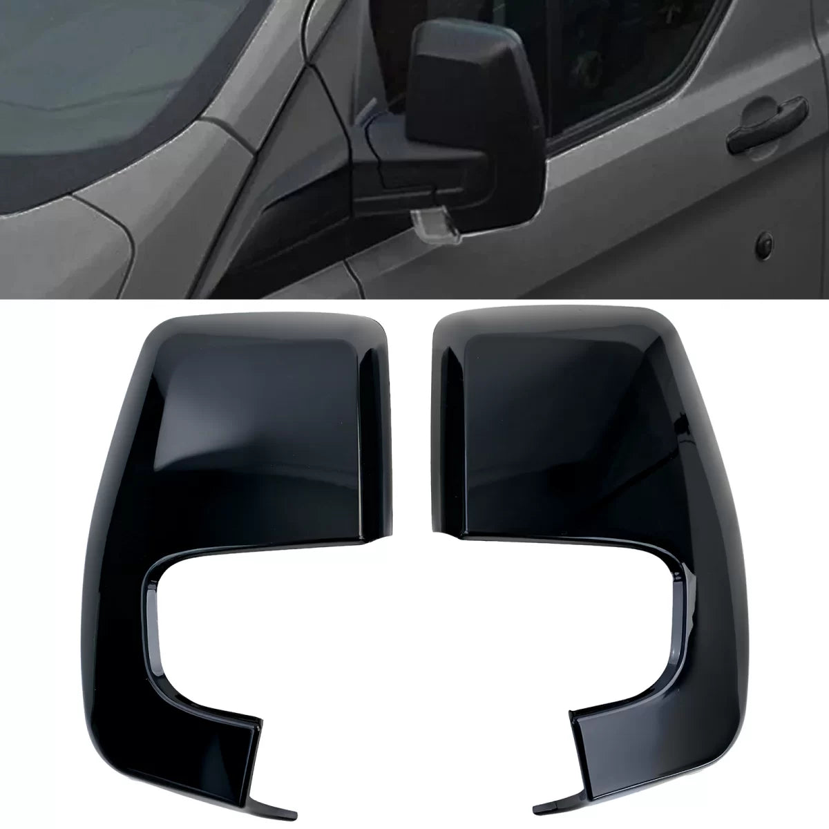 Calotte Specchietti Nere Lucide per Ford Transit Custom 2012-2023