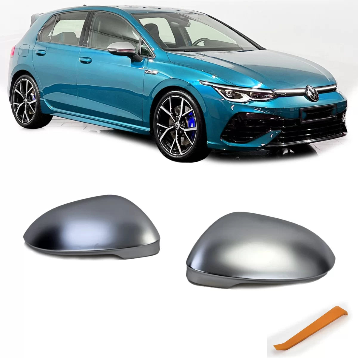 Calotte Specchietti Argento Opaco per Volkswagen Golf 8 Id.3 Senza Assistenza