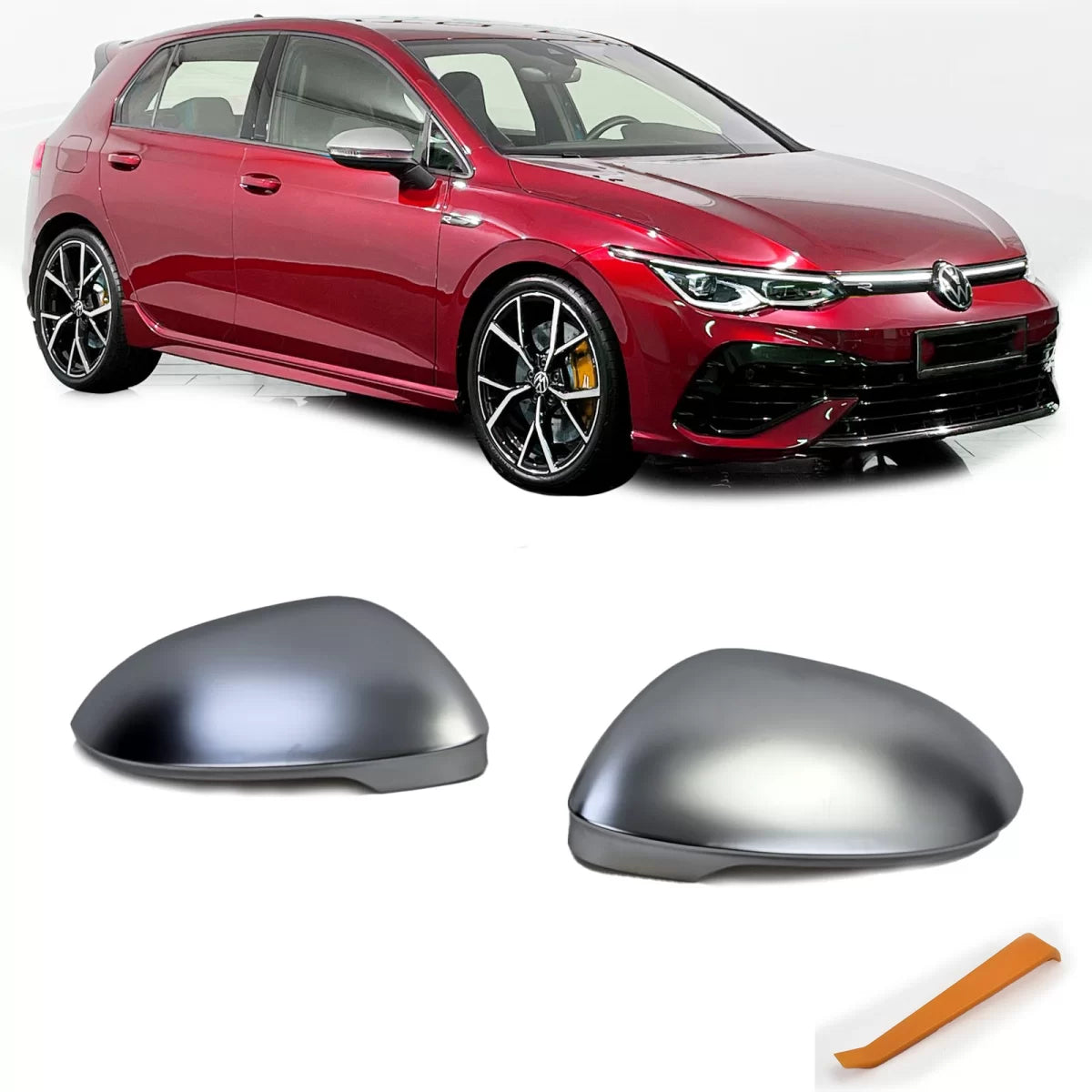 Calotte Specchietti Argento Opaco per Volkswagen Golf 8 ID.3 Lane Assist