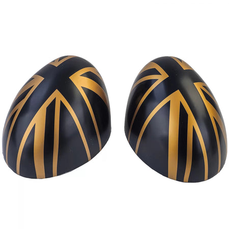 Calotte Specchietti Union Jack Nero Oro per Mini F54 F55 F56 F57 13-18