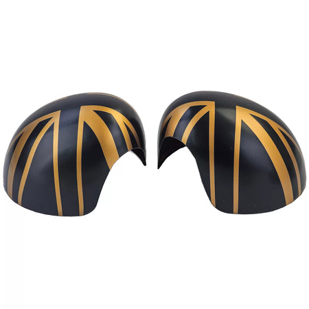 Calotte Specchietti Union Jack Nero Oro per Mini F54 F55 F56 F57 13-18