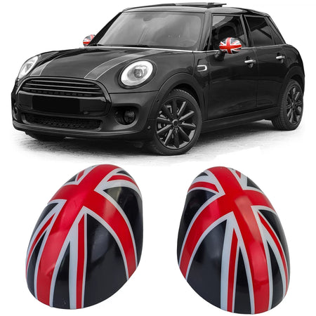 Calotte Specchietti Union Jack Nero Rosso per Mini F54 F55 F56 F57 13-18