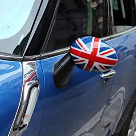 Calotte Specchietti Union Jack Blu Bianco Rosso per Mini F54 F55 F56 F57 13-18