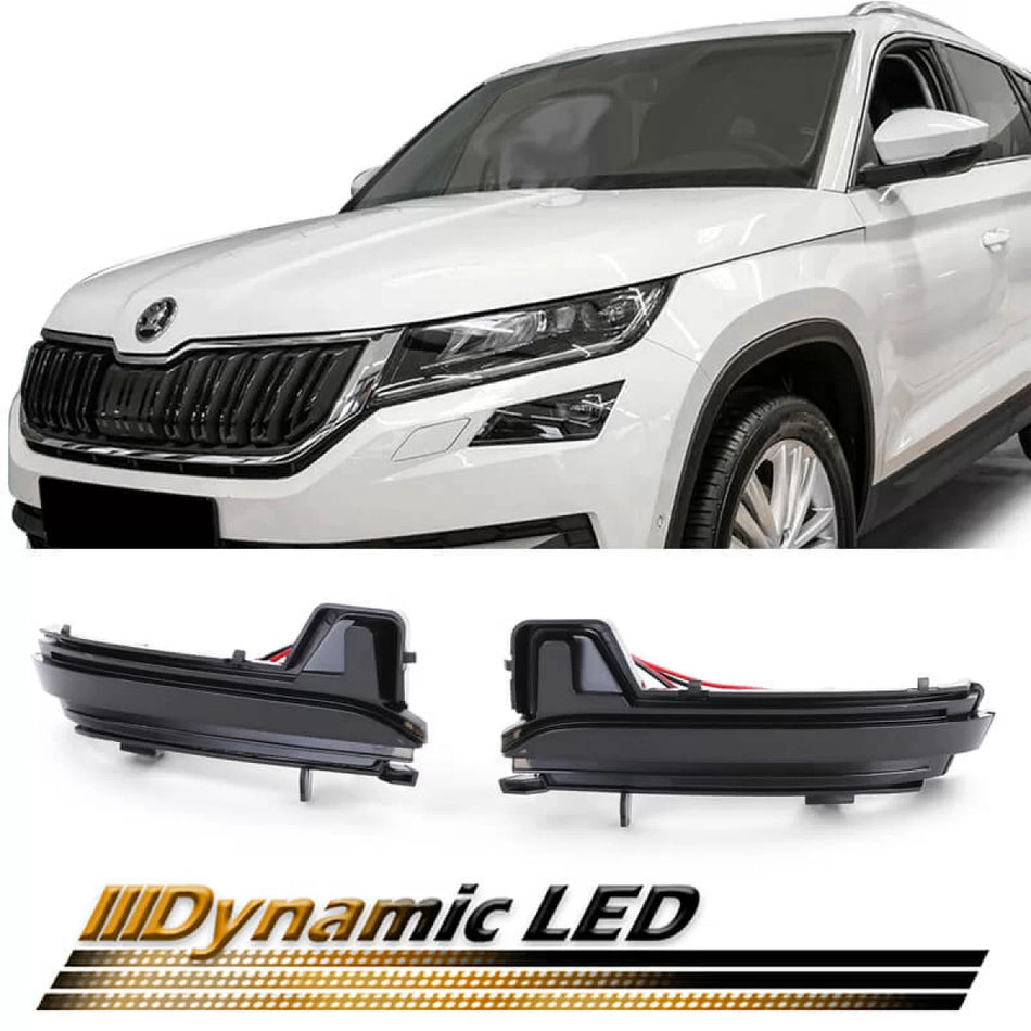 LED Specchietto Dinamico Fumé Anteriore Dx e Sx per Skoda Kodiaq 16+ Karoq 17+