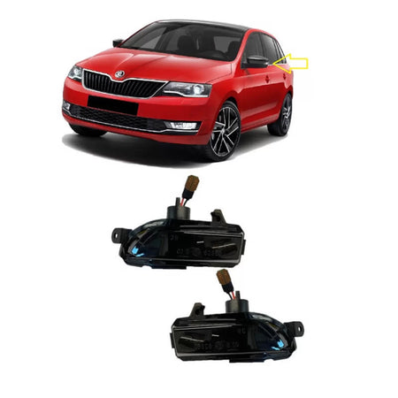 Specchietti LED Laterali Posteriori Fumé 2 Pezzi per Seat Toledo 12+ Dinamiche