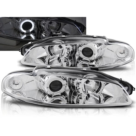 Fanale Anteriore Angel Eyes Cromato per Mitsubishi Eclipse 97-12.98