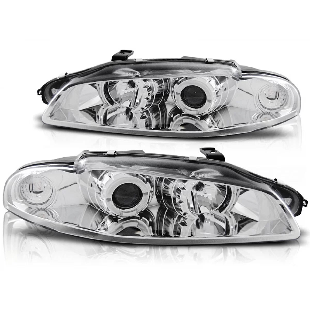 Fanale Anteriore Angel Eyes Cromato per Mitsubishi Eclipse 97-12.98