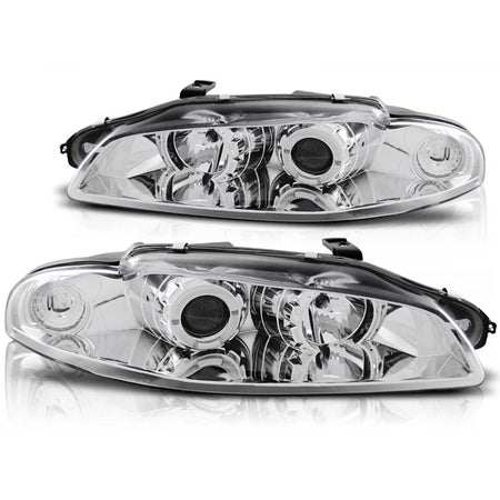 Fanale Anteriore Angel Eyes Cromato per Mitsubishi Eclipse 97-12.98