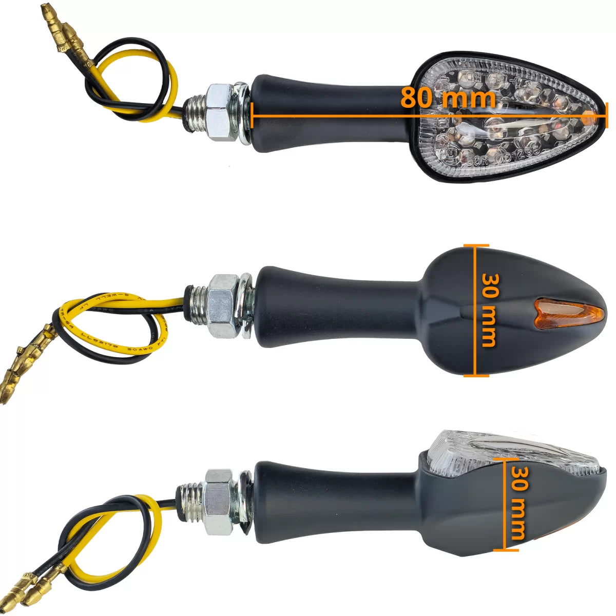 Indicatore LED Mini Anteriore Nero con E-mark per Mini Elegant