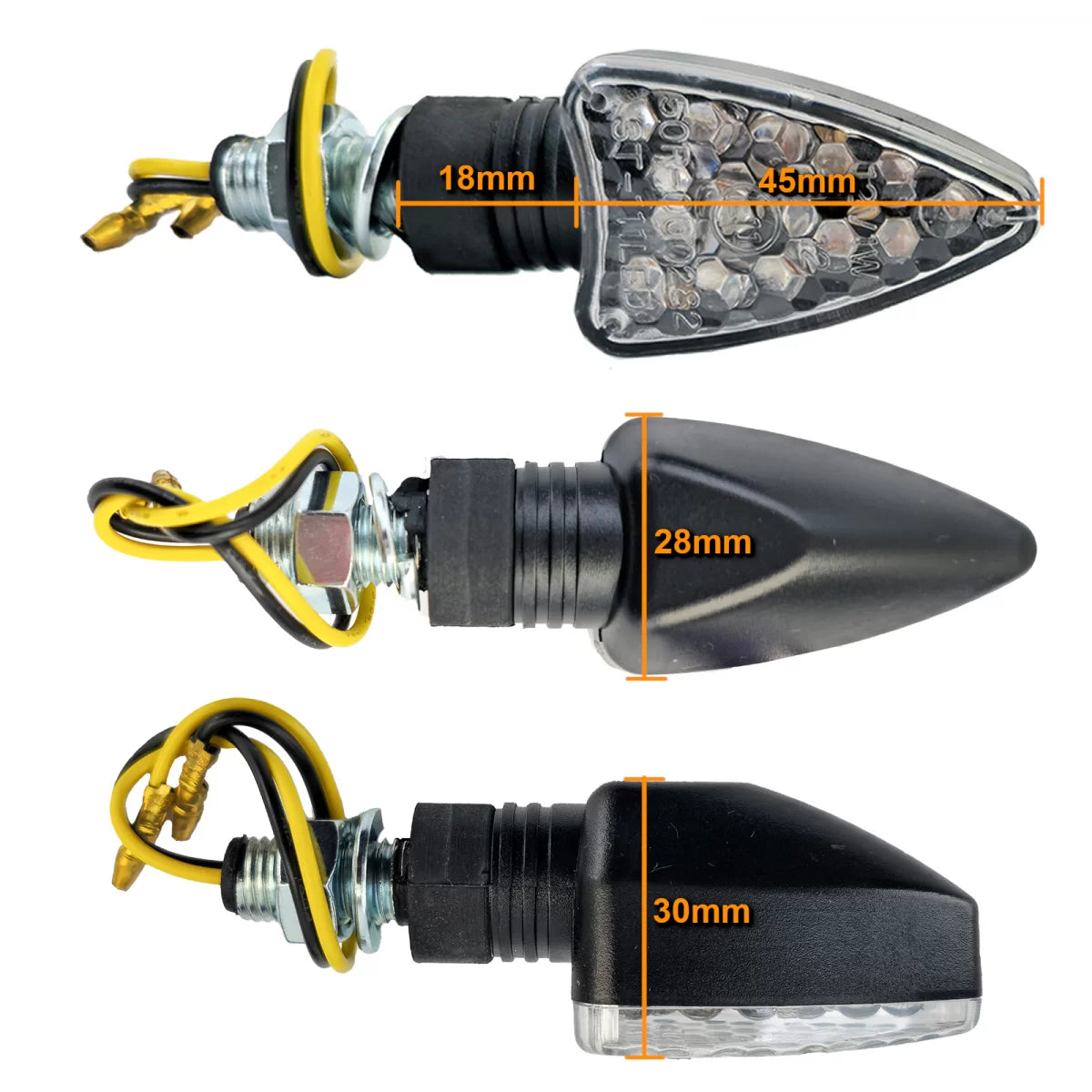 Frecce LED Mini Nere a Freccia Moto Universali E-mark