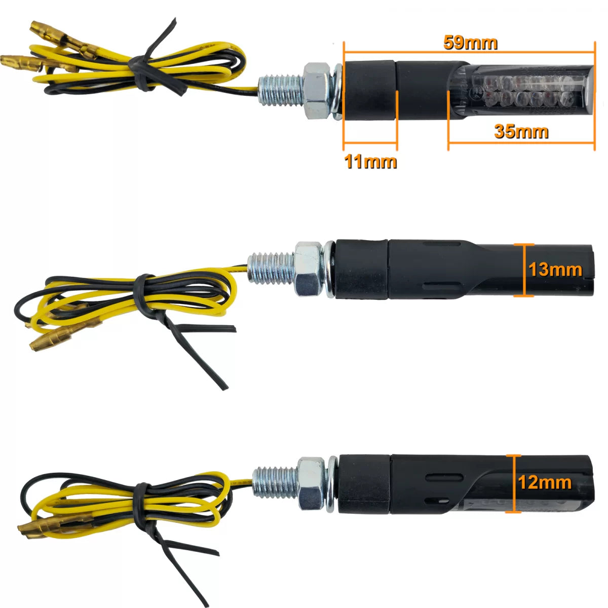 Freccia LED Mini Nera Anteriore Universale Moto E-mark