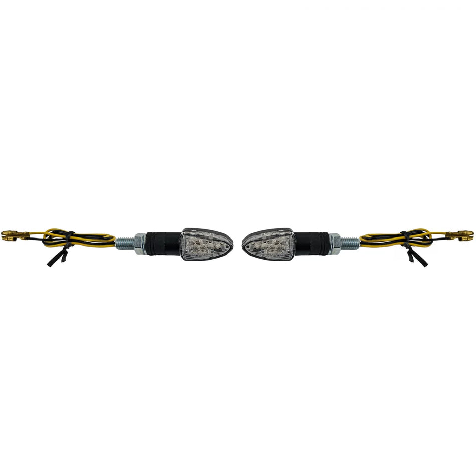 Frecce LED Mini Lizzard Nere Lente Trasparente Moto Indicatori E-mark