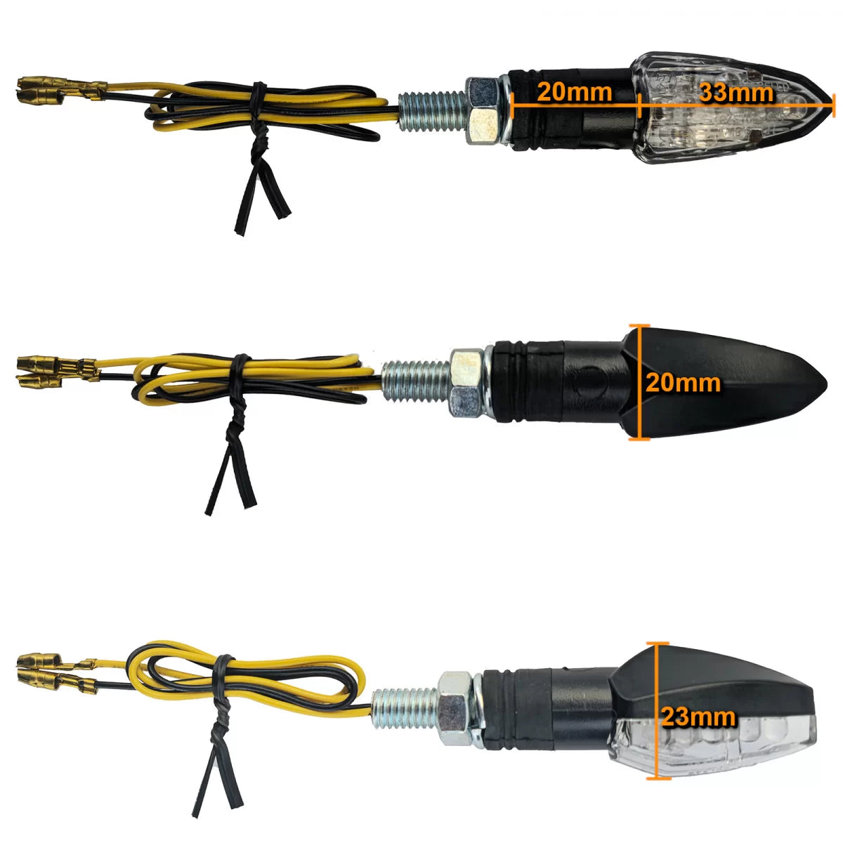 Frecce LED Mini Lizzard Nere Lente Trasparente Moto Indicatori E-mark