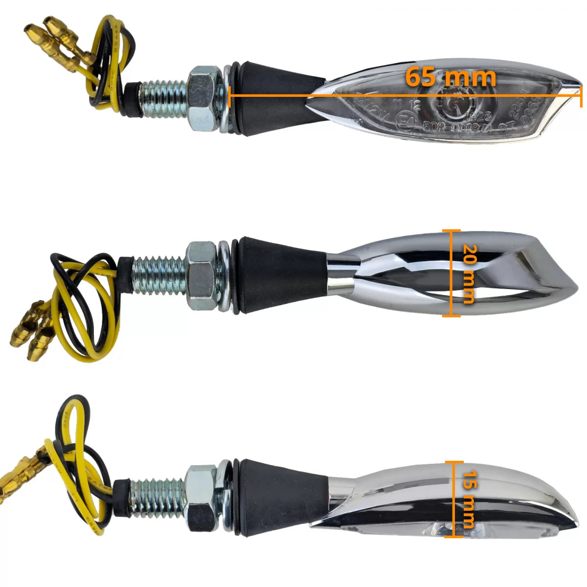 Frecce LED Mini Cromate Anteriori Posteriori Moto Morella con E-mark