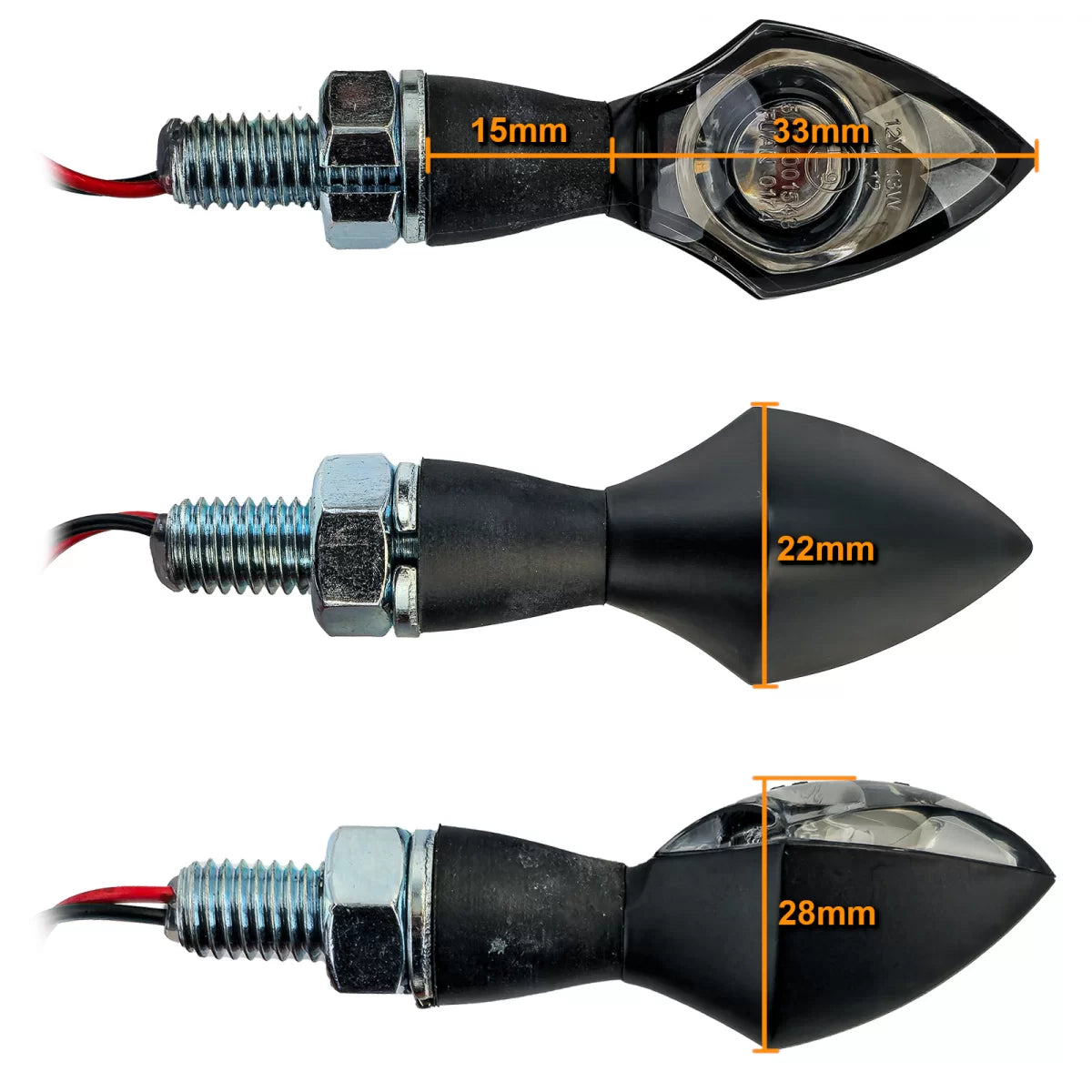 Frecce LED Mini Nere Anteriori Moto Indicatori Omologati E-mark