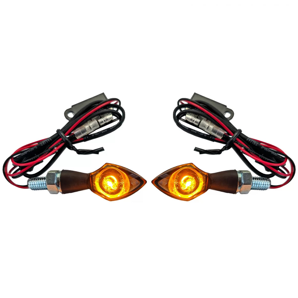Frecce LED Mini Nere Anteriori Moto Indicatori Omologati E-mark