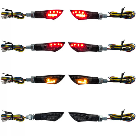 Fanali Posteriori LED Mini Frecce Moto Neri Universali con E-mark