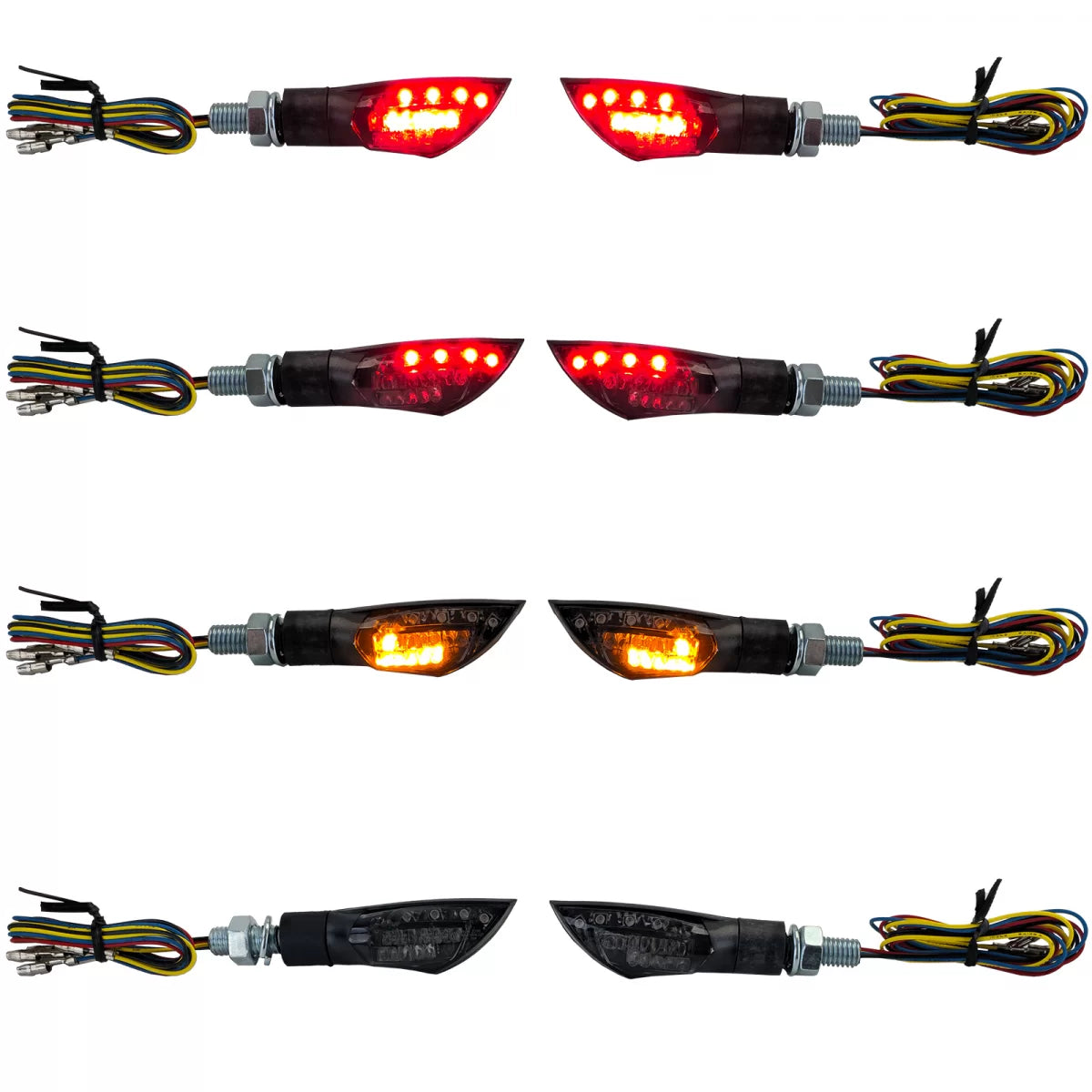 Fanali Posteriori LED Mini Frecce Moto Universali Neri con E-mark