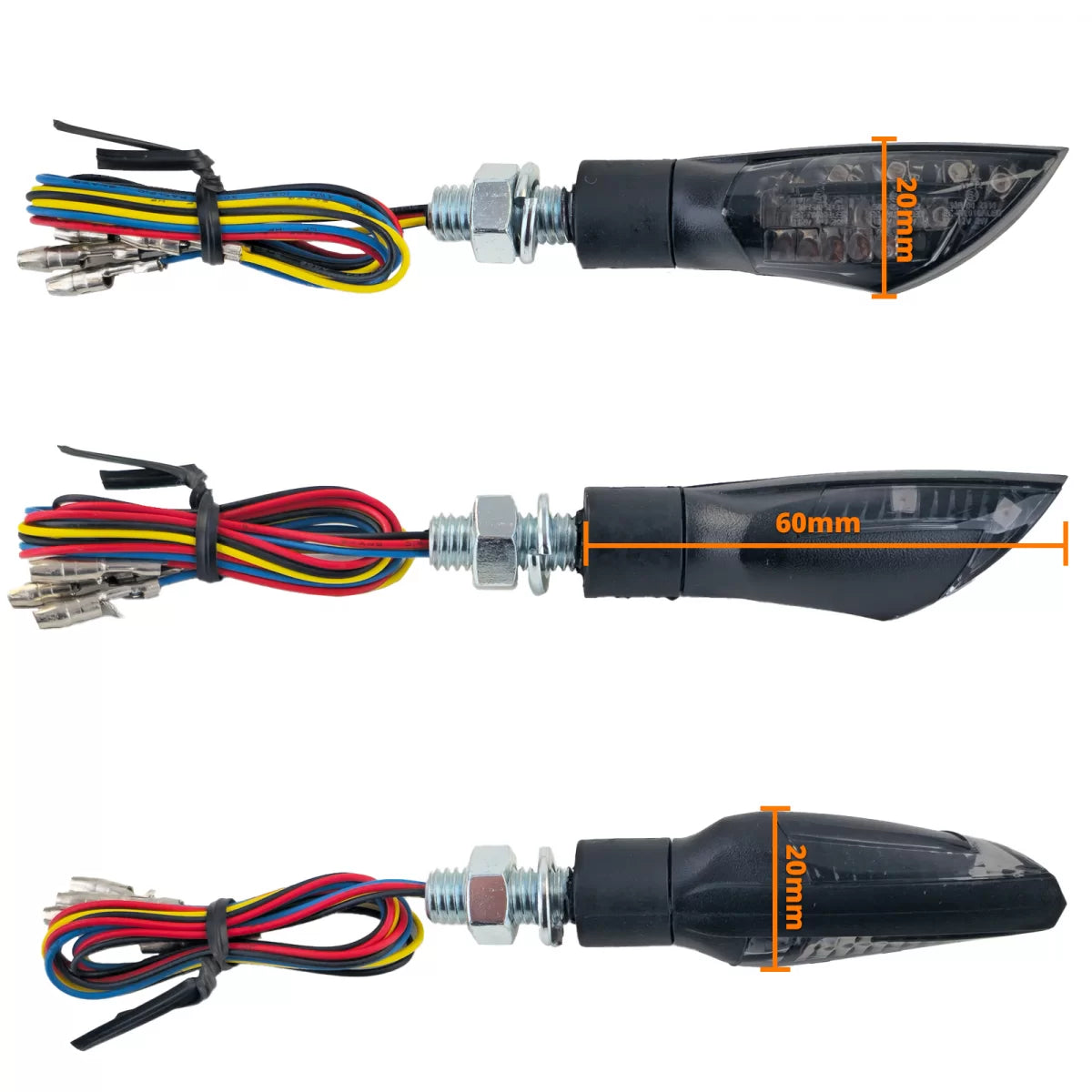 Fanali Posteriori LED Mini Frecce Moto Neri Universali con E-mark