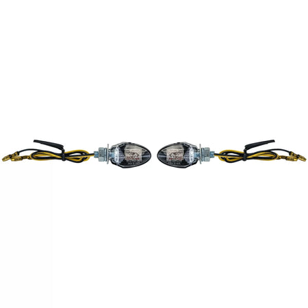 Indicatori LED Mini Neri Anteriori Moto Custom Drop Style E-mark
