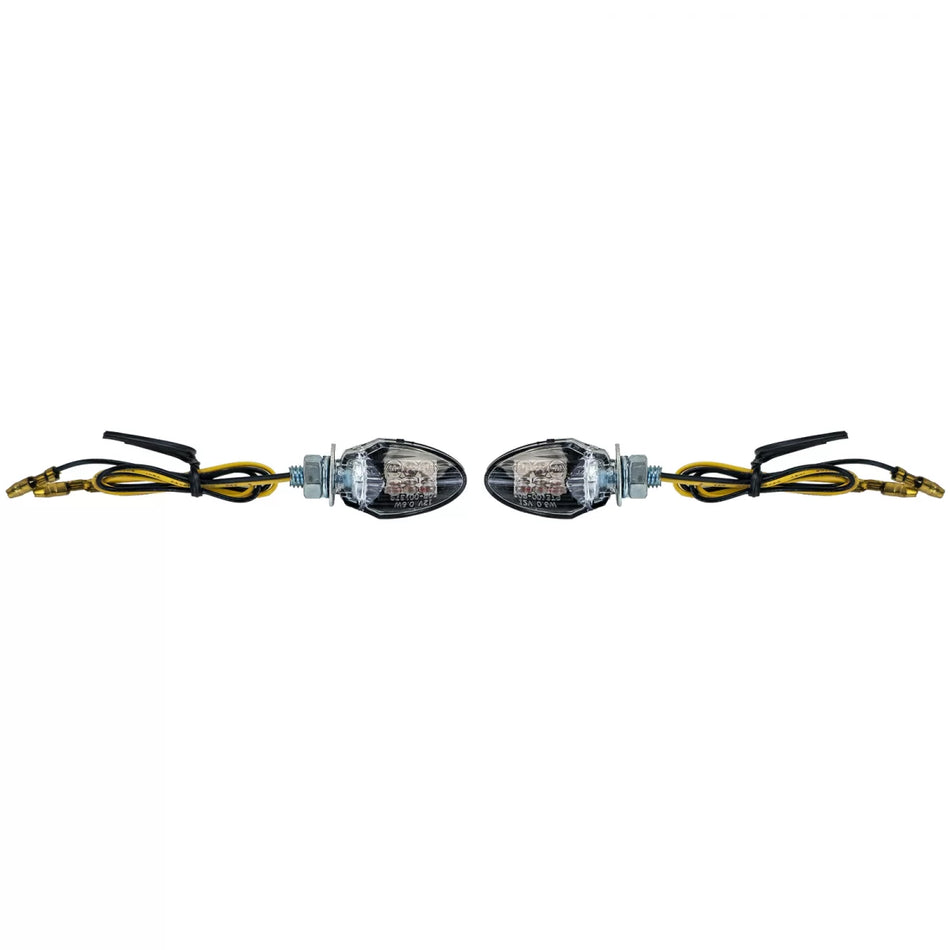 Indicatori LED Mini Neri Anteriori Moto Custom Drop Style E-mark