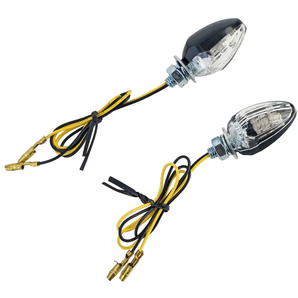Indicatori LED Mini Neri Anteriori Moto Custom Drop Style E-mark
