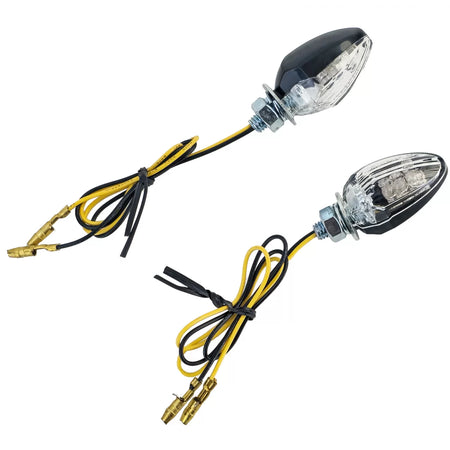 Indicatori LED Mini Neri Anteriori Moto Custom Drop Style E-mark