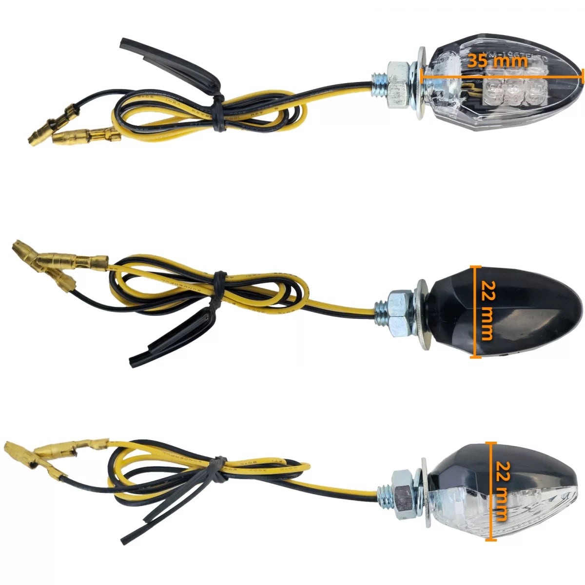 Fanali Indicatori LED Mini Neri Anteriori Moto Segnalatori Omologati E-mark