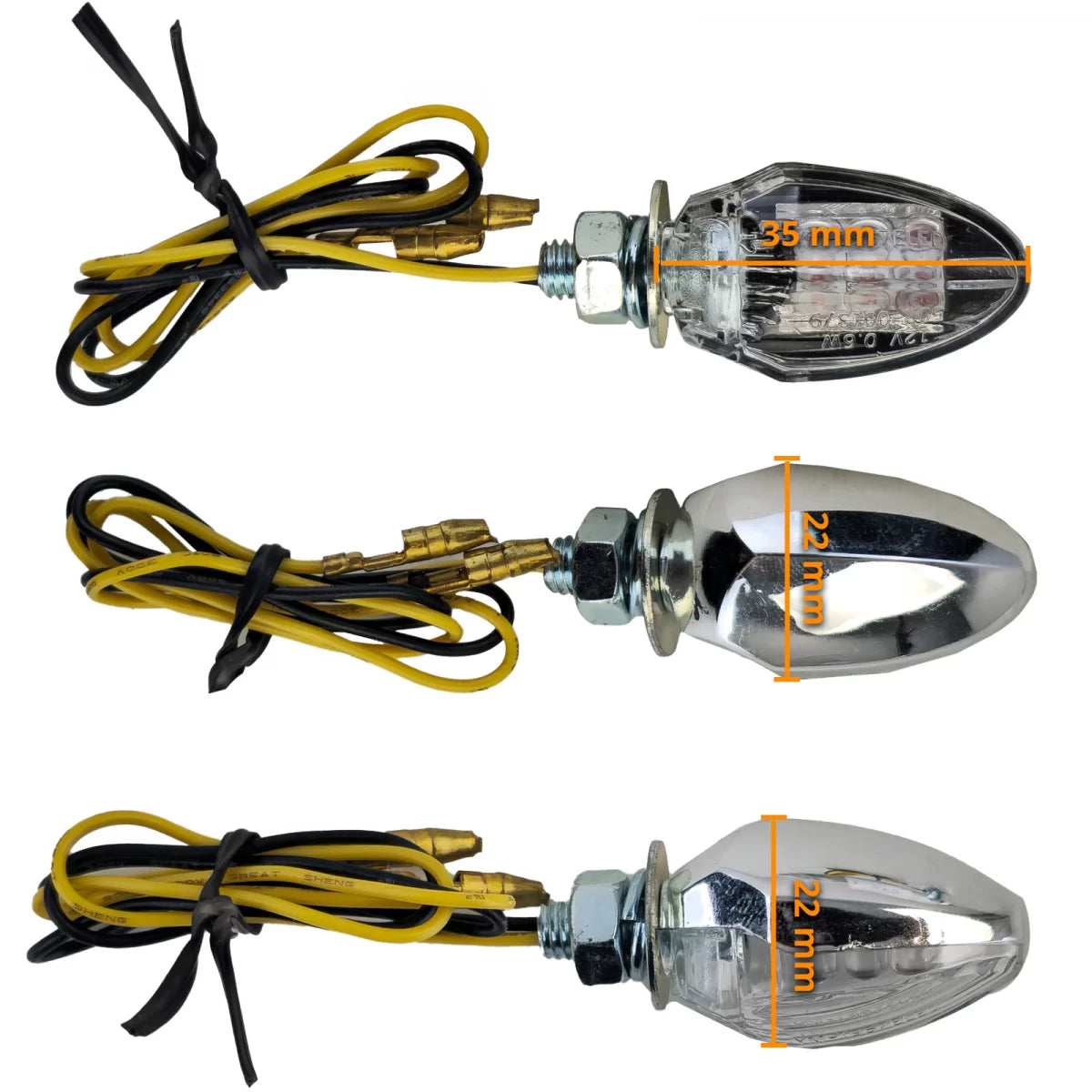 Indicatori Direzione LED Mini Cromati Posteriori Moto Custom Drop Style