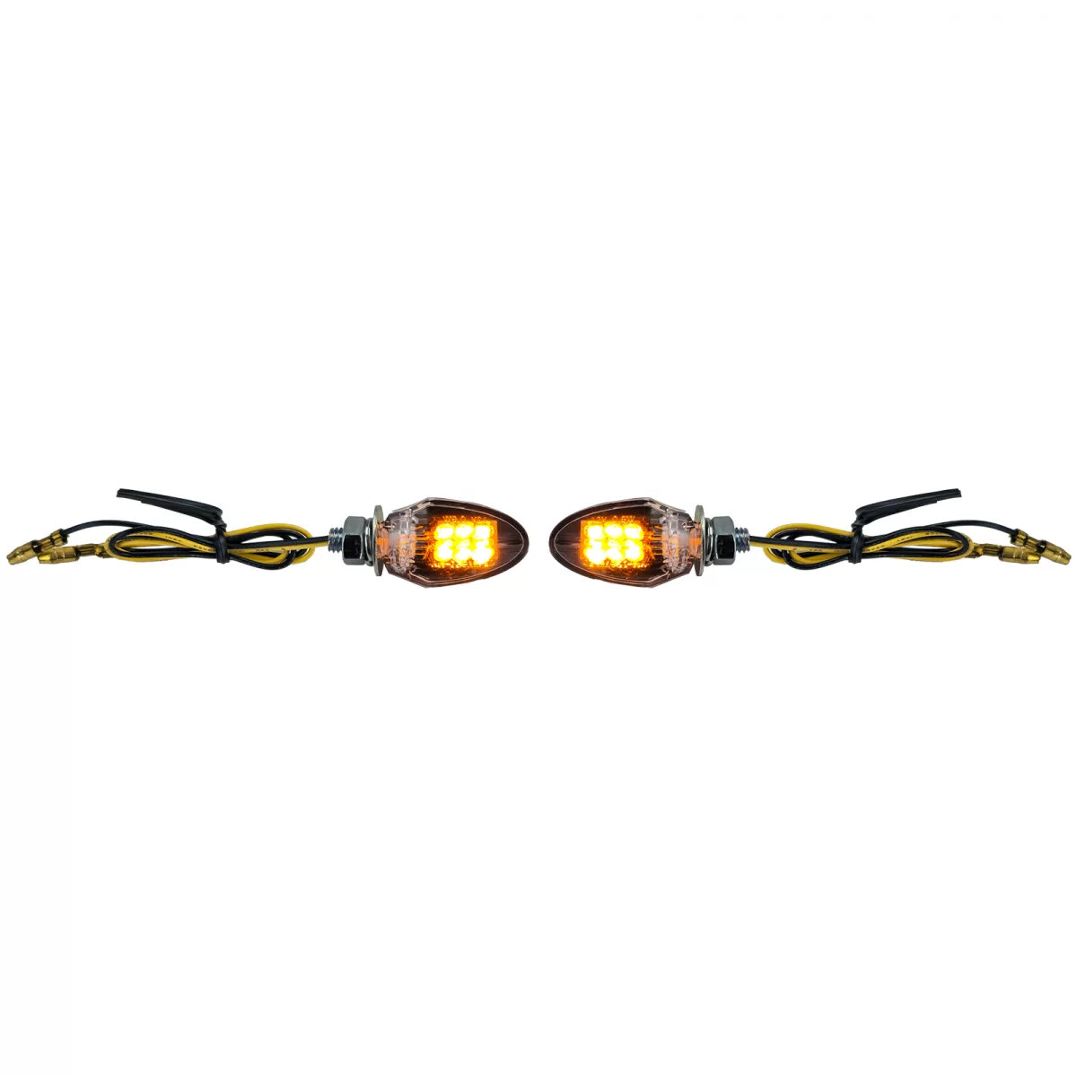 Indicatori LED Mini Neri Anteriori Moto Custom Drop Style E-mark