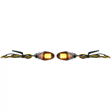 Indicatori LED Mini Neri Anteriori Moto Custom Drop Style E-mark
