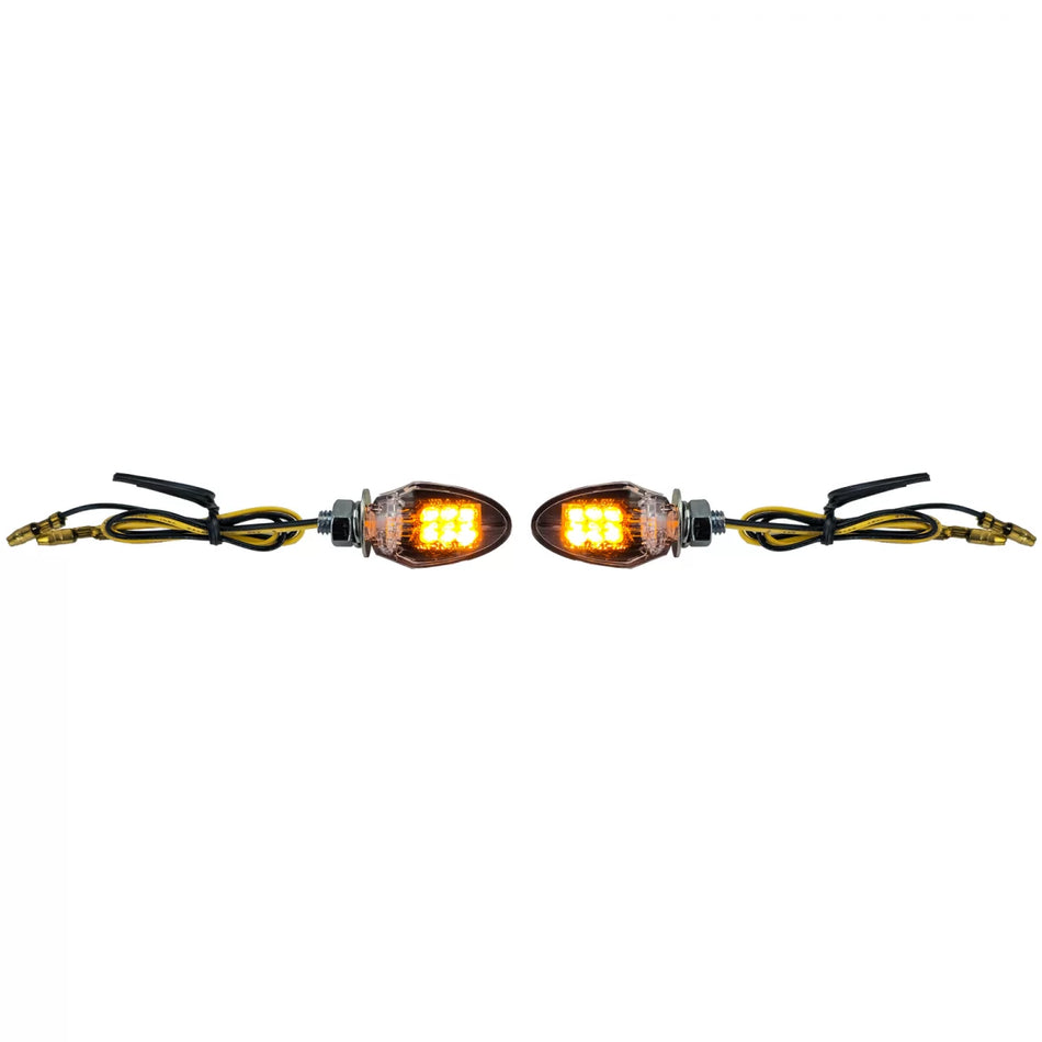 Indicatori LED Mini Neri Anteriori Moto Custom Drop Style E-mark