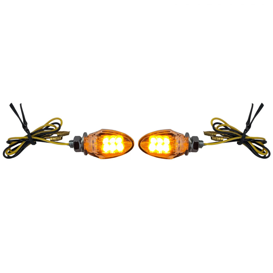 Indicatori Direzione LED Mini Cromati Posteriori Moto Custom Drop Style