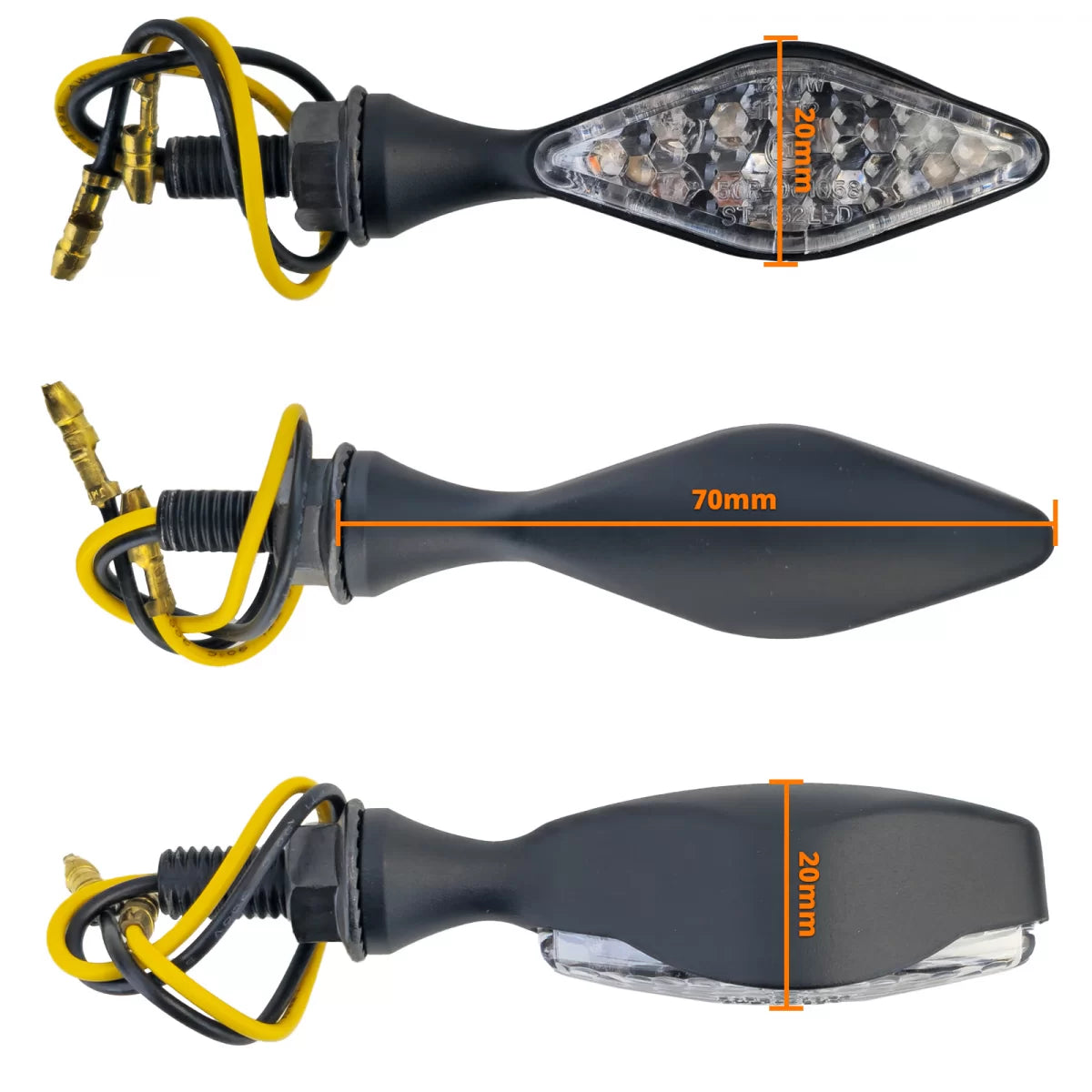 Fanali Frecce LED Mini Nere con Omologazione E-mark per Moto