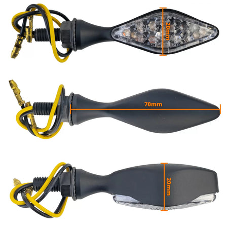 Fanali Frecce LED Mini Nere con Omologazione E-mark per Moto