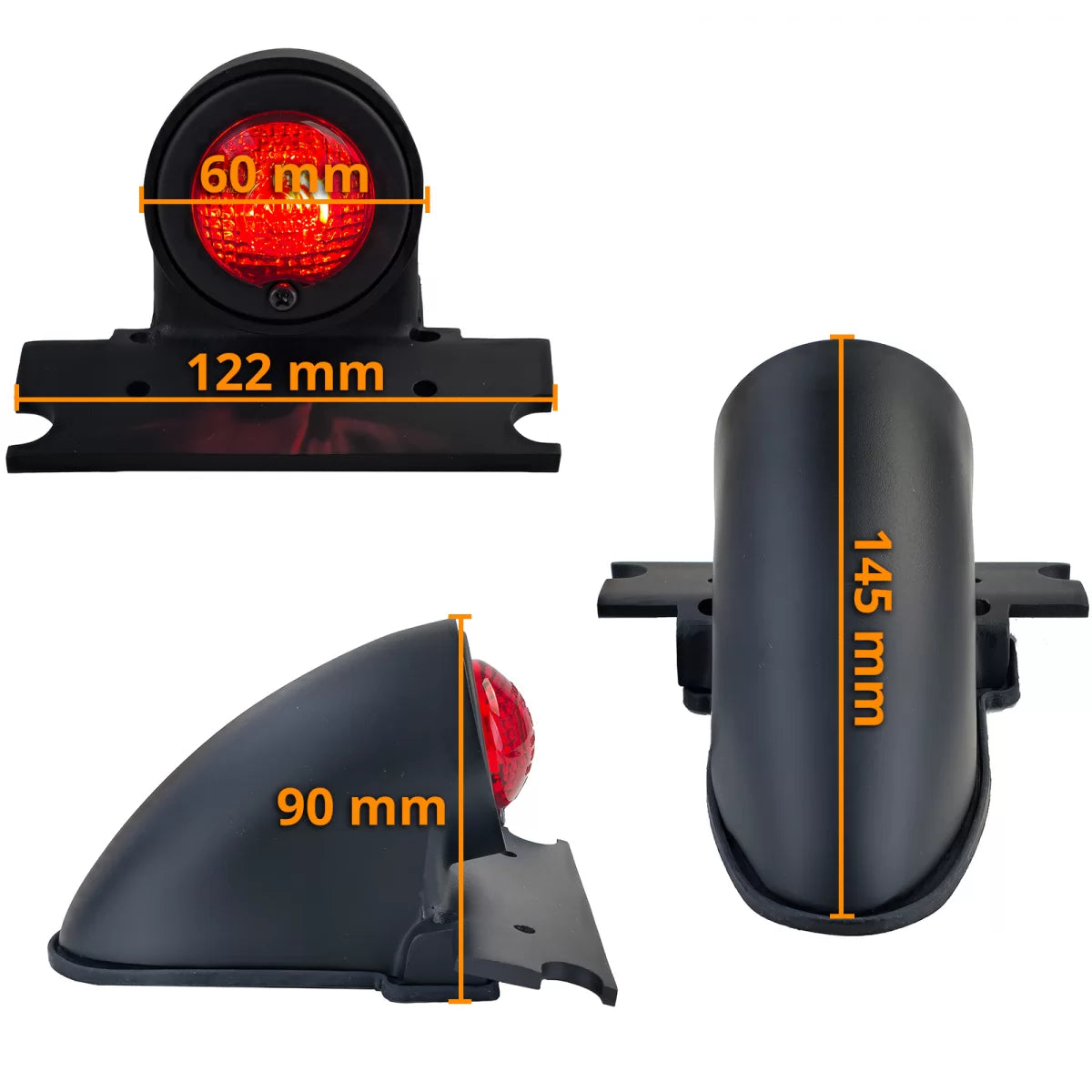 Fanale Posteriore Sparto Nero Universale per Moto Chopper Retro