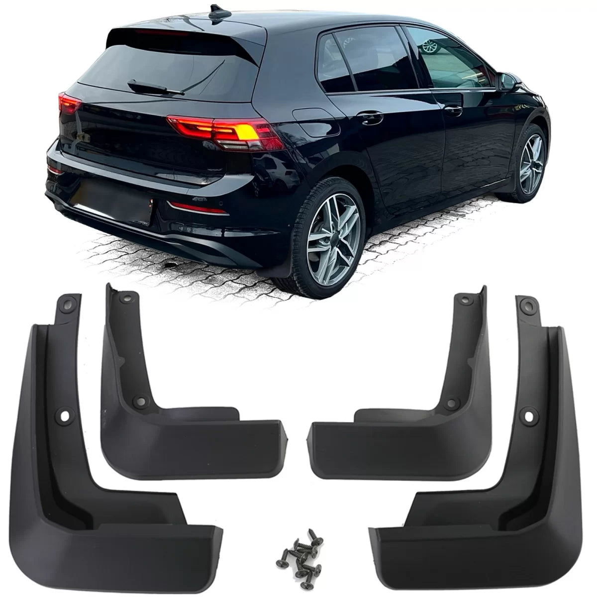 Paraspruzzi Anteriore e Posteriore Nero per Volkswagen Golf 8 dal 2019