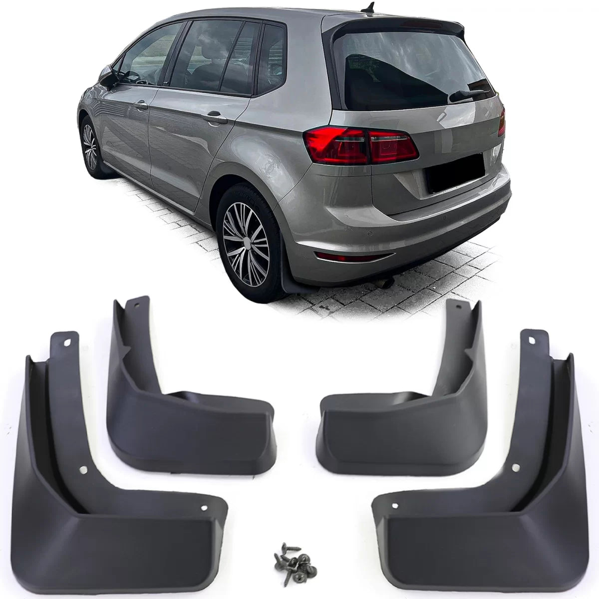 Paraspruzzi Anteriori e Posteriori Neri per Volkswagen Golf Sportsvan 2014-2017