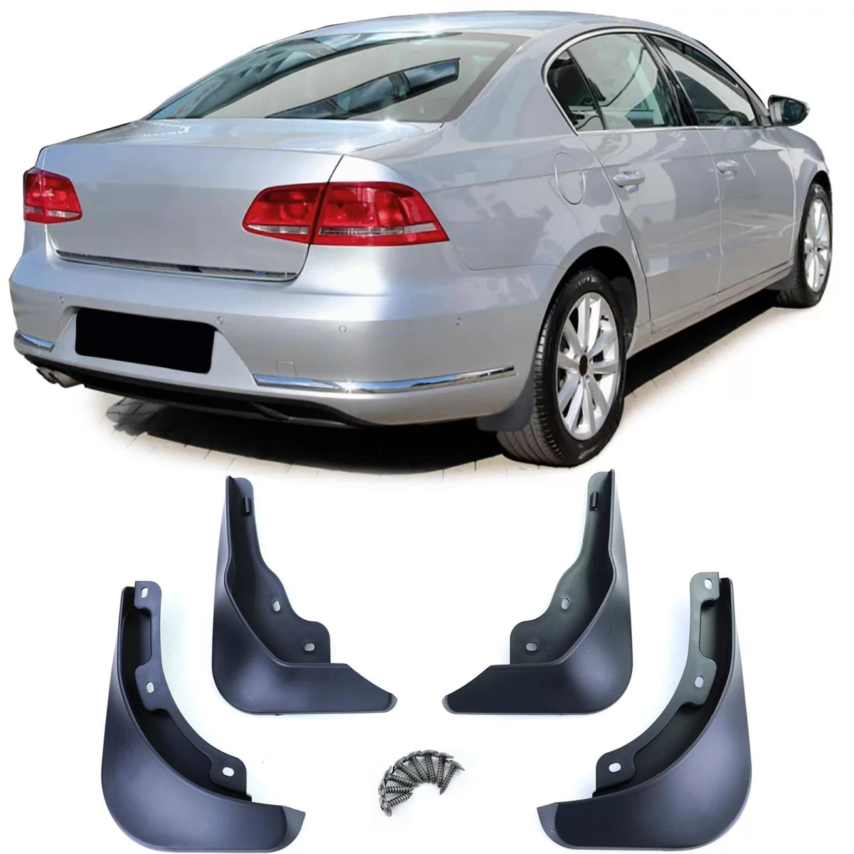 Paraspruzzi Anteriori e Posteriori Neri per Volkswagen Passat B7 3C 10-14