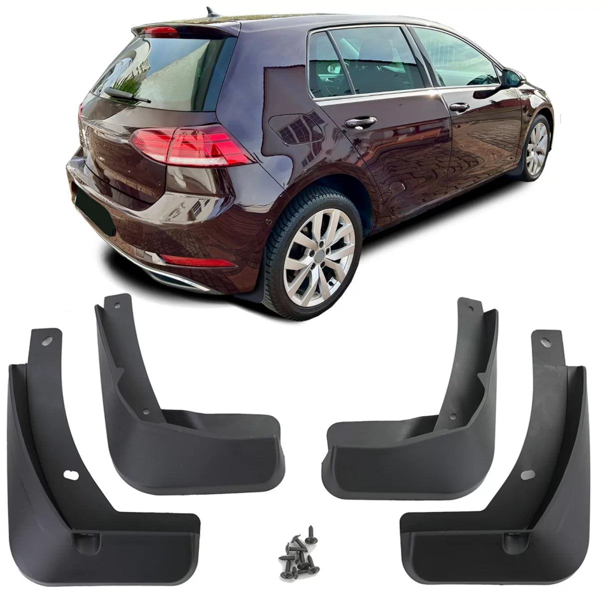 Paraspruzzi Set Anteriore e Posteriore Nero per Volkswagen Golf 7.5 17-19
