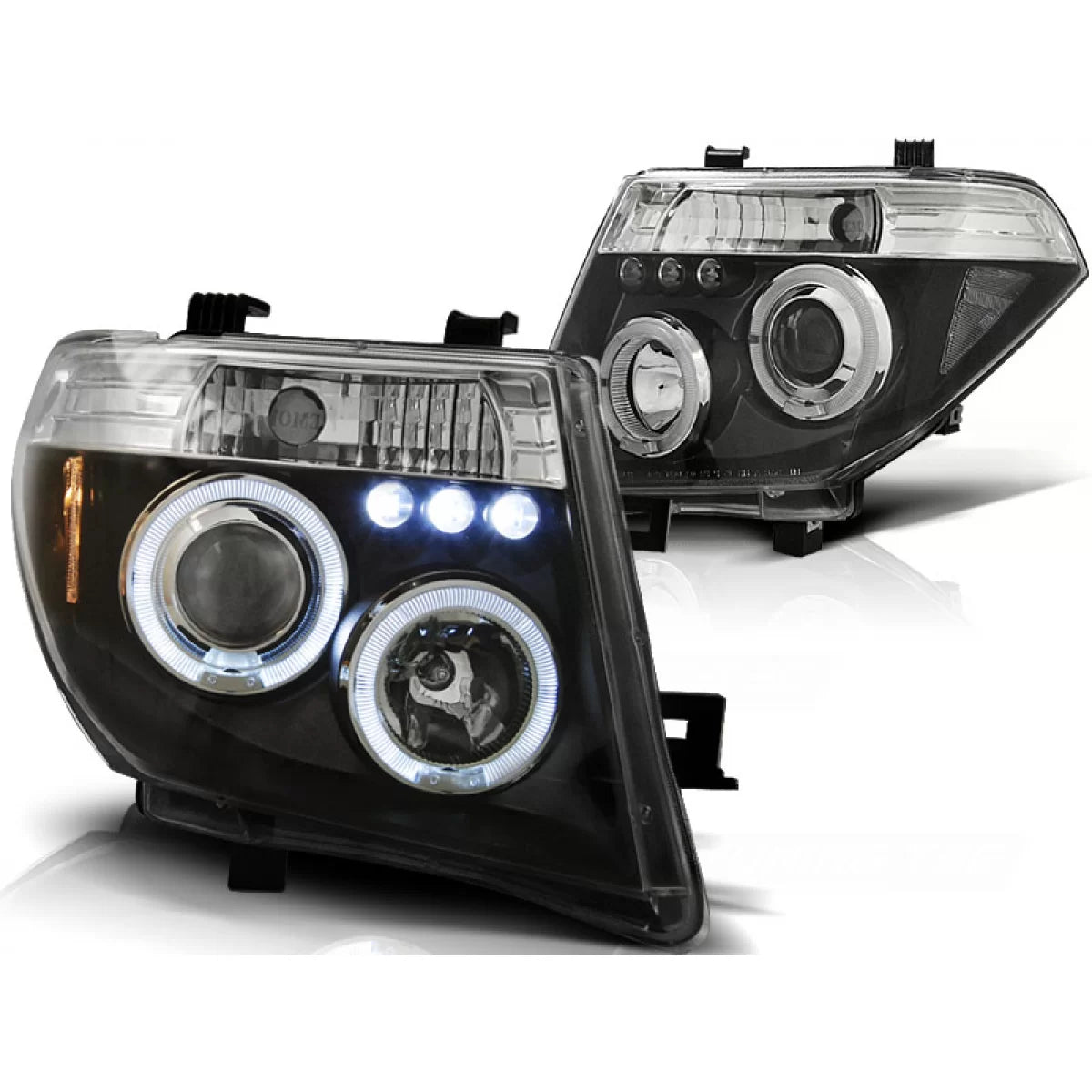 Fanali Angel Eyes Neri Anteriori per Nissan Navara Pathfinder D40 05-10
