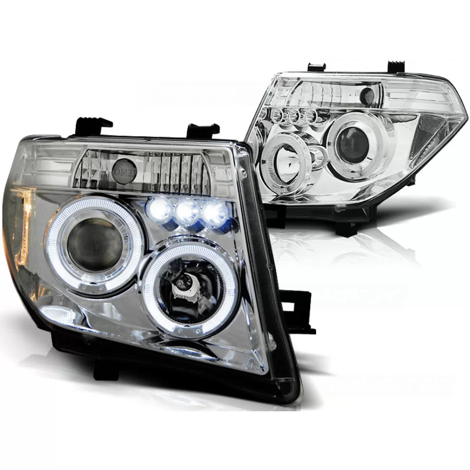 Fanale Anteriore Angel Eyes Cromato per Nissan Navara Pathfinder D40 05-10