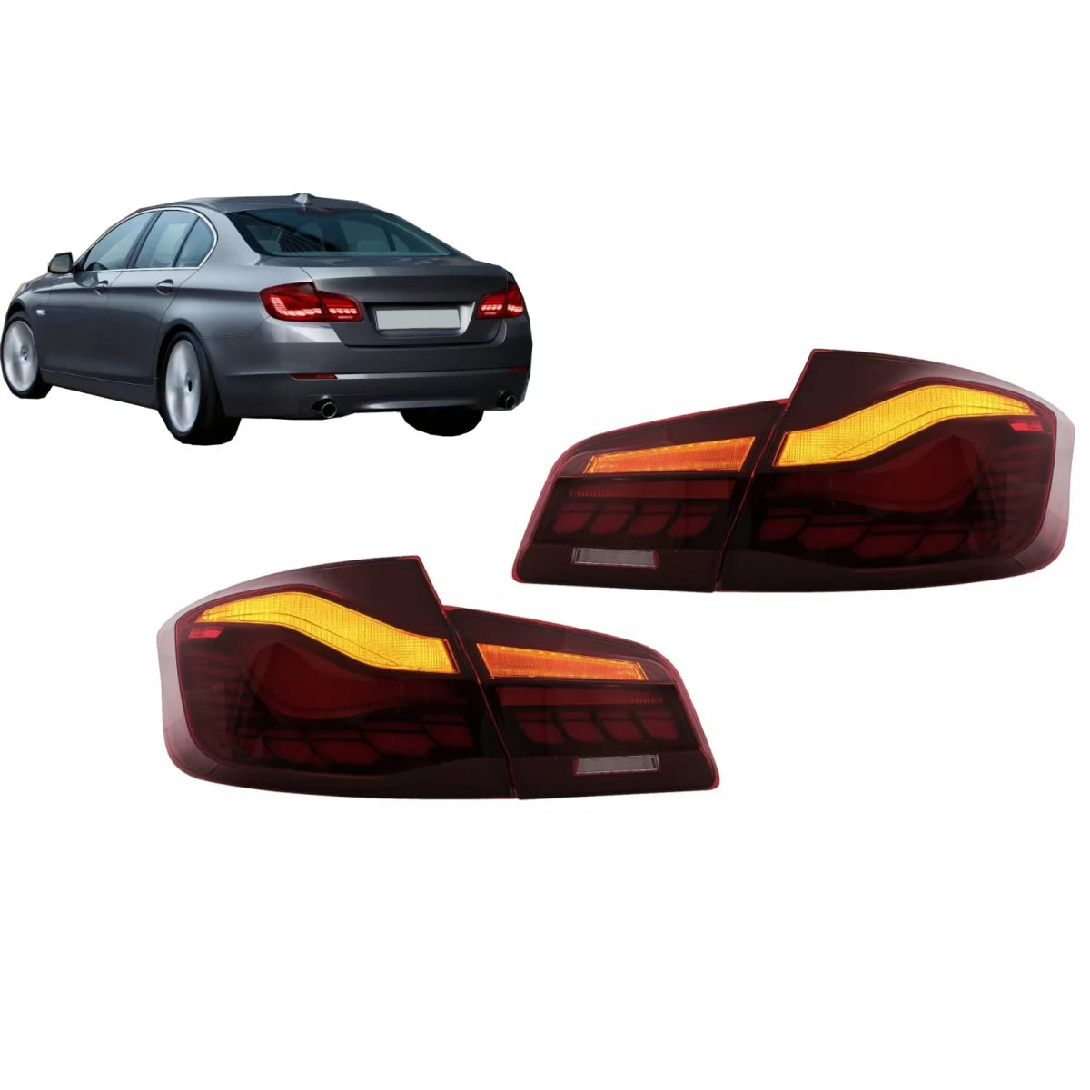 Fanali Posteriori Oled Rossi Chiari con Frecce Dinamiche BMW Serie 5 F10