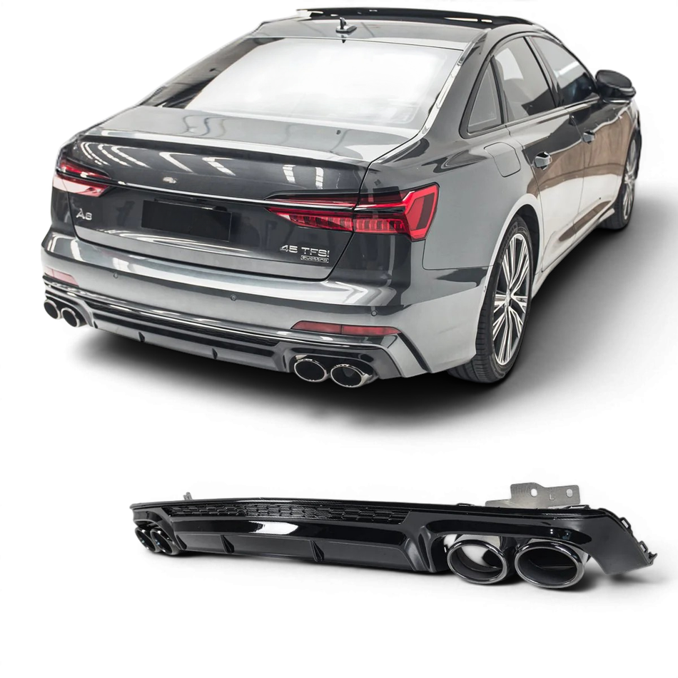 Diffusore Posteriore con Terminali di Scarico 2X2 (nero) per Audi A6 C8