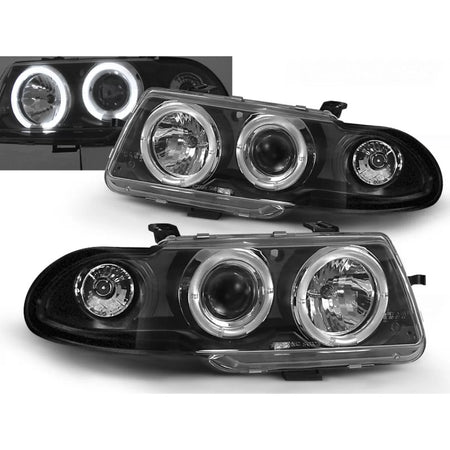 Fanali Angel Eyes Neri Anteriori per Opel Astra F 09.91-08.94