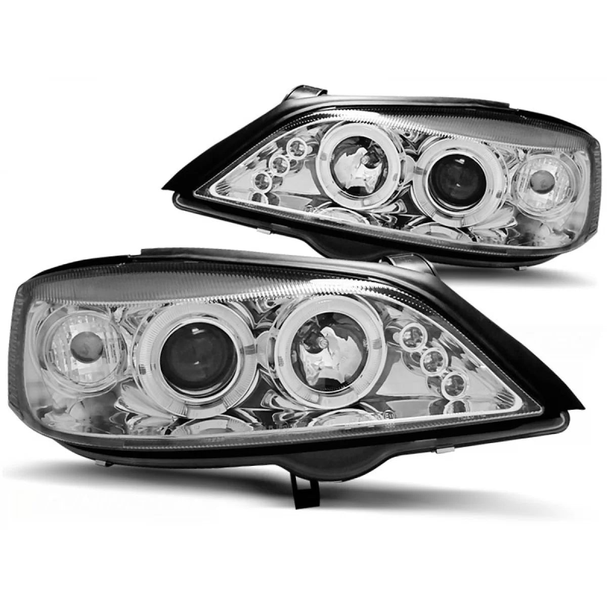 Fanali Anteriori Angel Eyes Cromati per Opel Astra G 02.98-02.04