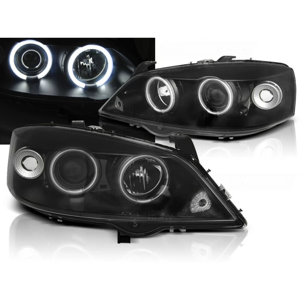 Fanali Angel Eyes CCFL Neri per Opel Astra G 09.97-02.04