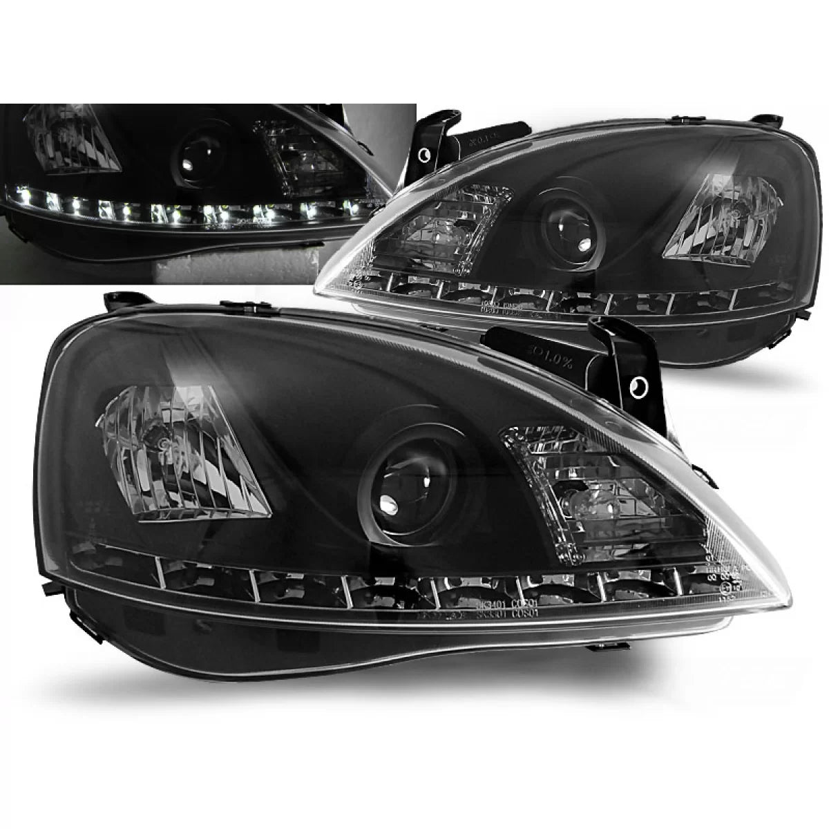 Fanale Daylight Nero Anteriore Opel Corsa C 11.00-09.06